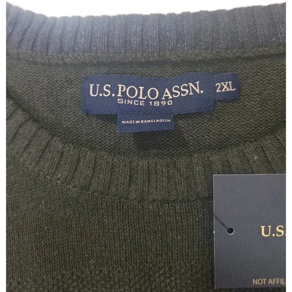 U.S. Polo ASSN. Men's Green Crew Neck Pullover Sweater‎ 2XL Long Sleeves